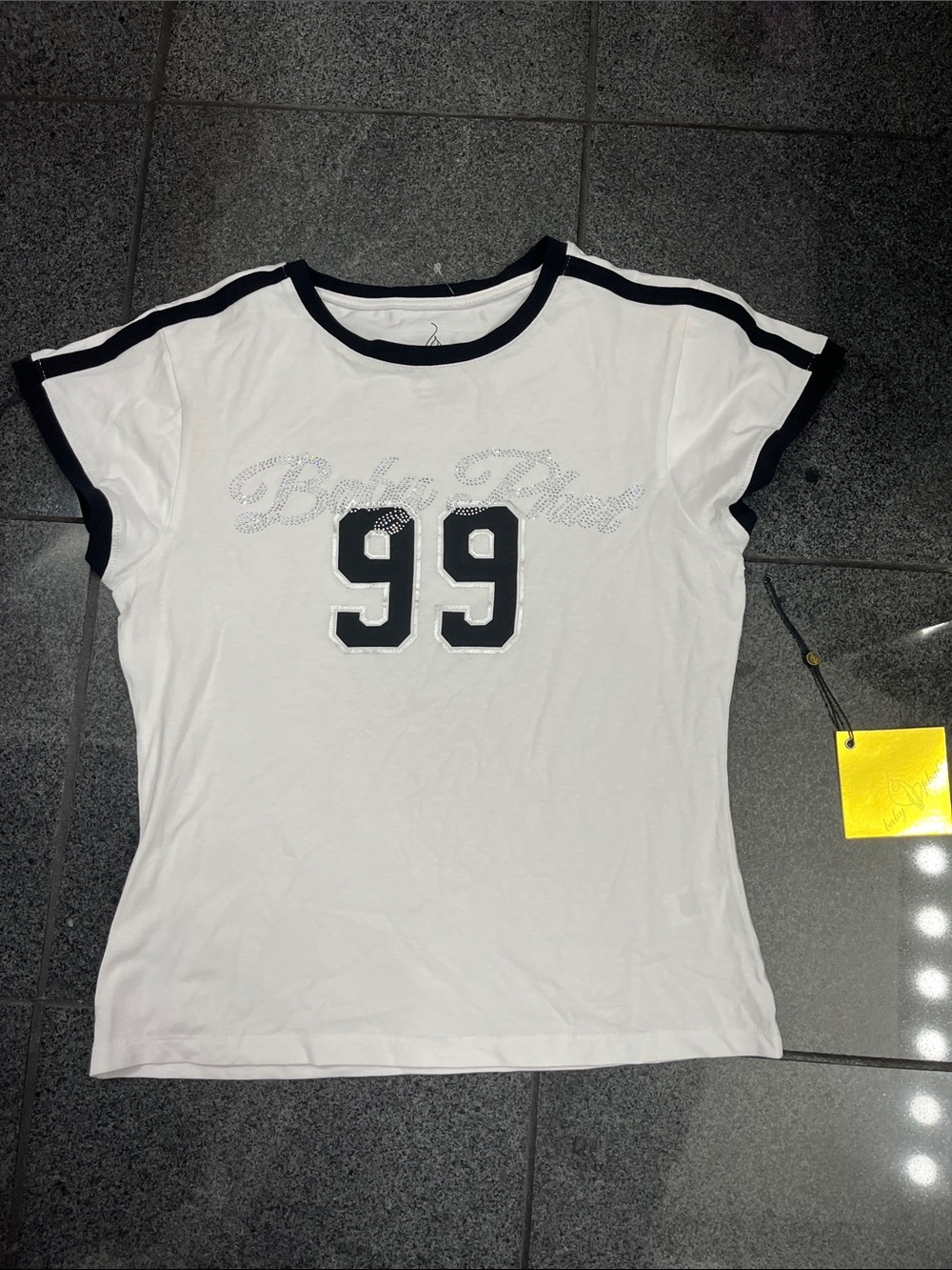 Baby Phat White & Black 99 Logo Ringer Tee